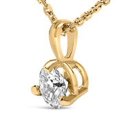 Bids.com 14K Yellow Gold 3/8 Cttw 3 Prong Martini Set Round Diamond Solitaire Pendant Necklace (G-H Color, SI2-I1 Clarity) - 18" Inches Necklaces
