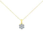 Bids.com 14K Yellow Gold 1.00 Cttw Brilliant Round-Cut Diamond 7 Stone Floral Cluster 18" Pendant Necklace (H-I Color, SI2-I1 Clarity) Necklaces
