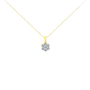 Bids.com 14K Yellow Gold 1.00 Cttw Brilliant Round-Cut Diamond 7 Stone Floral Cluster 18" Pendant Necklace (H-I Color, SI2-I1 Clarity) Necklaces