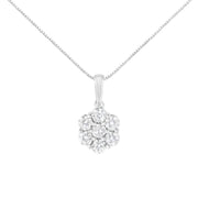 Bids.com 14K White Gold 2.00 Cttw Brilliant Round-Cut Diamond 7 Stone Flower Cluster 18" Pendant Necklace (H-I Color, SI2-I1 Clarity) Necklaces