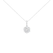 Bids.com 14K White Gold 2.00 Cttw Brilliant Round-Cut Diamond 7 Stone Flower Cluster 18" Pendant Necklace (H-I Color, SI2-I1 Clarity) Necklaces