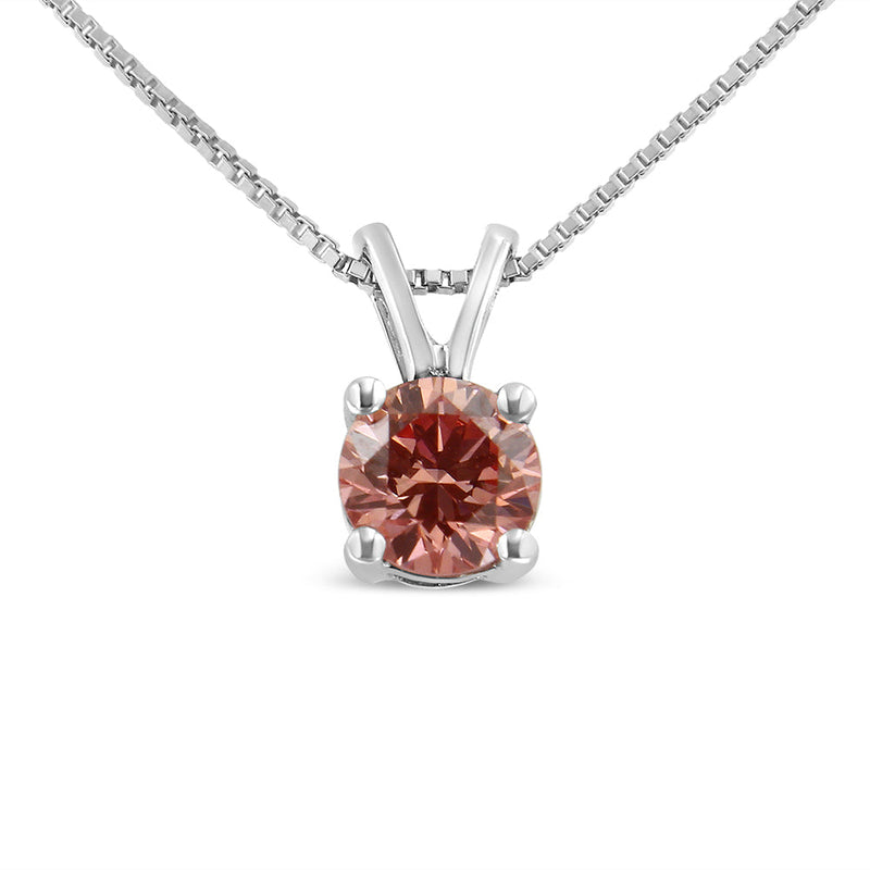 Bids.com 14K White Gold 1/4 Cttw Round Brilliant Cut Lab Grown Blue Diamond 4-Prong Solitaire Pendant Necklace (Blue Color, VVS2-VS1 Clarity) - 18" Necklaces