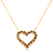 Bids.com 14K Yellow Gold Plated .925 Sterling Silver 1.0 Cttw Champagne Diamond Heart Pendant Necklace (K-L Color, I1-I2 Clarity) - 18" Necklaces