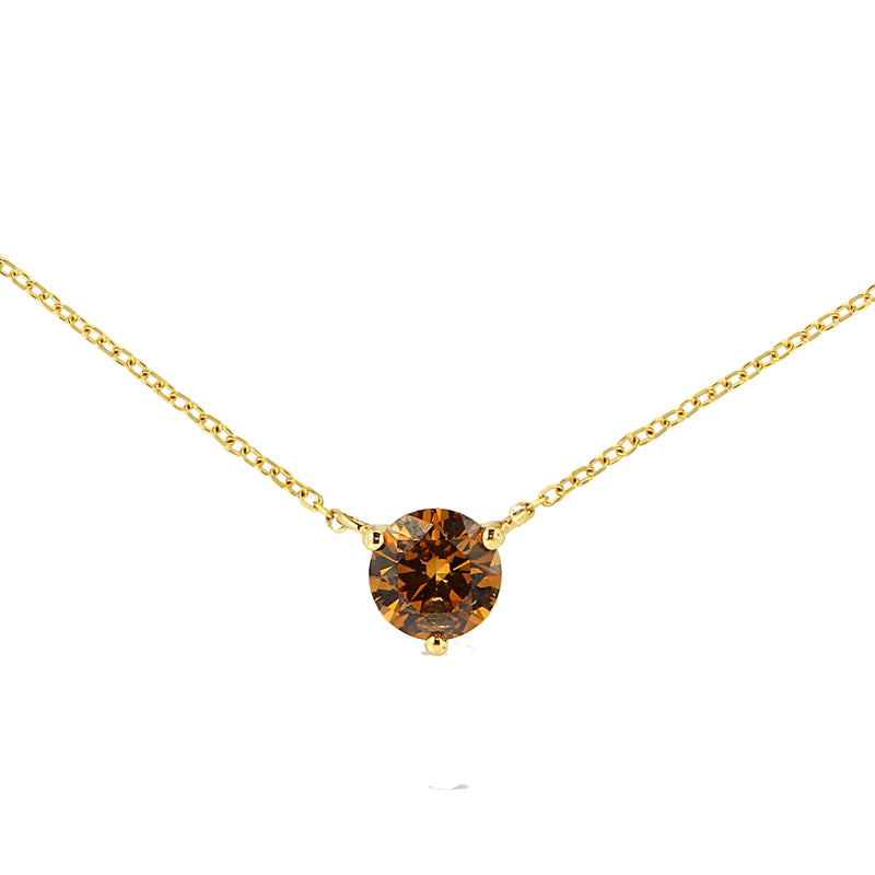 Bids.com 14K Yellow Gold 1/2 Cttw Martini Set Lab Grown Yellow Diamond Solitaire 18" Pendant Necklace (Yellow Color, VS2-SI1 Clarity) Necklaces