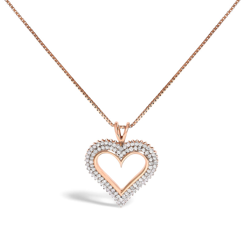 Bids.com .925 Sterling Silver 1.00 Cttw Diamond Heart 18" Pendant Necklace (I-J Color, I2-I3 Clarity) Necklaces