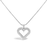 Bids.com .925 Sterling Silver 1.00 Cttw Diamond Heart 18" Pendant Necklace (I-J Color, I2-I3 Clarity) Necklaces