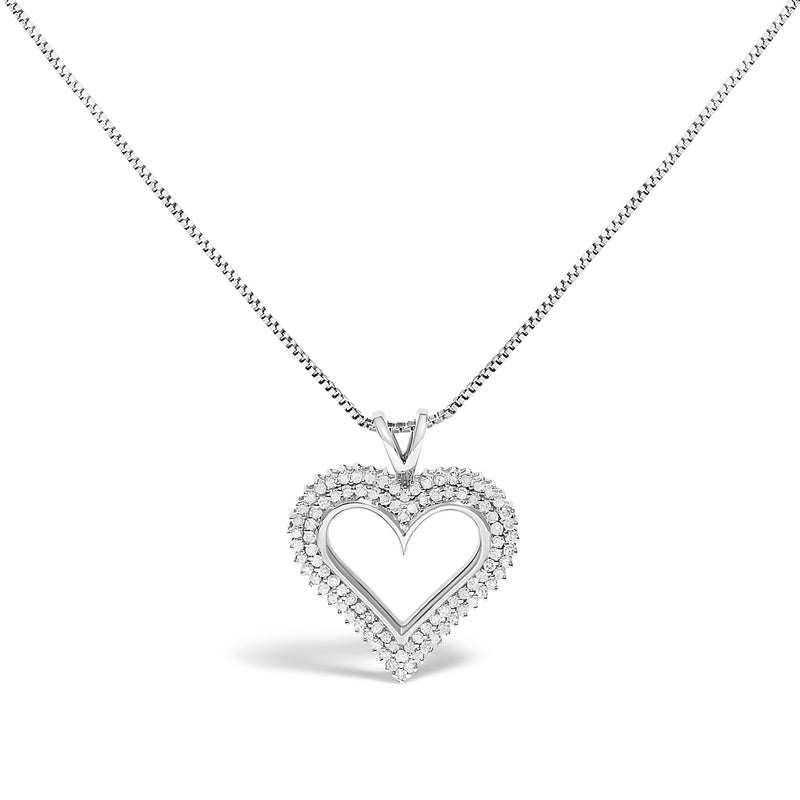 Bids.com .925 Sterling Silver 1.00 Cttw Diamond Heart 18" Pendant Necklace (I-J Color, I2-I3 Clarity) Necklaces