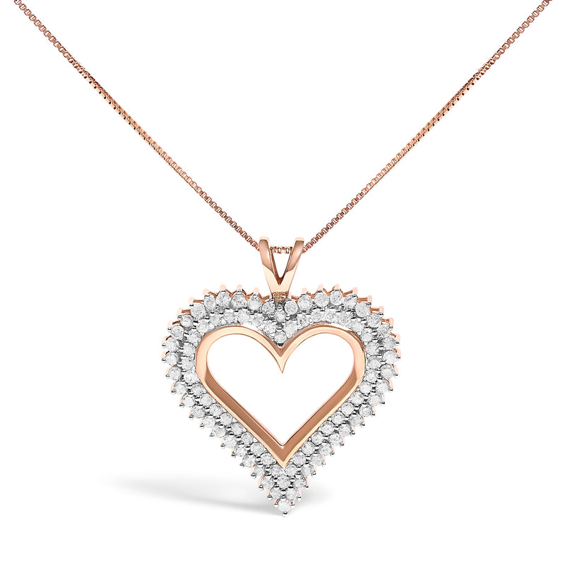 Bids.com .925 Sterling Silver 1.00 Cttw Diamond Heart 18" Pendant Necklace (I-J Color, I2-I3 Clarity) Necklaces
