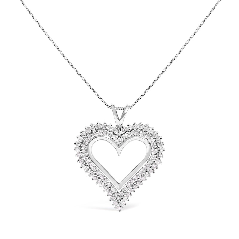 Bids.com .925 Sterling Silver 1.00 Cttw Diamond Heart 18" Pendant Necklace (I-J Color, I2-I3 Clarity) Necklaces
