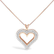 Bids.com .925 Sterling Silver 1.00 Cttw Diamond Heart 18" Pendant Necklace (I-J Color, I2-I3 Clarity) Necklaces
