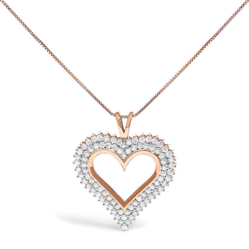 Bids.com .925 Sterling Silver 1.00 Cttw Diamond Heart 18" Pendant Necklace (I-J Color, I2-I3 Clarity) Necklaces