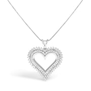 Bids.com .925 Sterling Silver 1.00 Cttw Diamond Heart 18" Pendant Necklace (I-J Color, I2-I3 Clarity) Necklaces