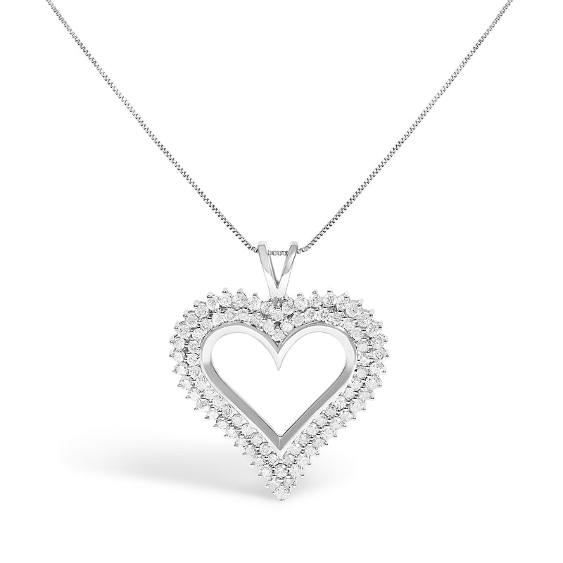 Bids.com .925 Sterling Silver 1.00 Cttw Diamond Heart 18" Pendant Necklace (I-J Color, I2-I3 Clarity) Necklaces