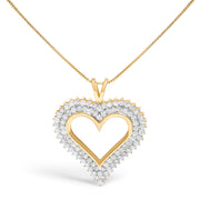 Bids.com .925 Sterling Silver 1.00 Cttw Diamond Heart 18" Pendant Necklace (I-J Color, I2-I3 Clarity) Necklaces