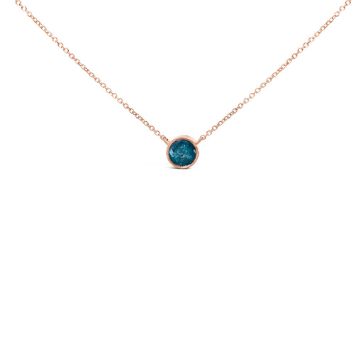 Bids.com 14K Rose Gold 2.0 Cttw Bezel Set Blue Diamond Solitaire Pendant Necklace  - 18" Inches Necklaces