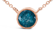 Bids.com 14K Rose Gold 2.0 Cttw Bezel Set Blue Diamond Solitaire Pendant Necklace  - 18" Inches Necklaces