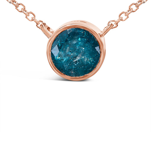 Bids.com 14K Rose Gold 2.0 Cttw Bezel Set Blue Diamond Solitaire Pendant Necklace  - 18" Inches Necklaces
