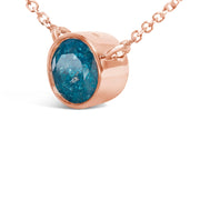 Bids.com 14K Rose Gold 2.0 Cttw Bezel Set Blue Diamond Solitaire Pendant Necklace  - 18" Inches Necklaces