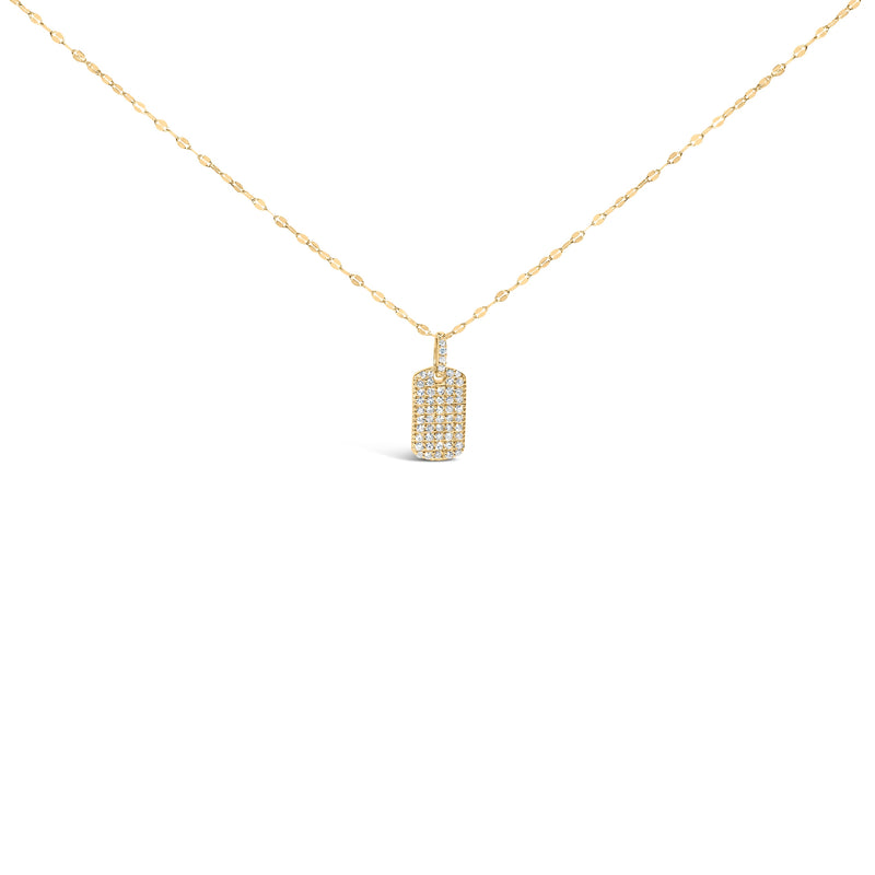 Bids.com 14K Yellow Gold 1/3 Cttw Diamond Dog Tag Pendant Necklaces 18" Necklaces White Smoke Yellow.Gold / 18