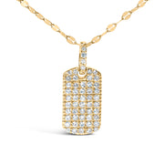 Bids.com 14K Yellow Gold 1/3 Cttw Diamond Dog Tag Pendant Necklaces 18" Necklaces White Smoke Yellow.Gold / 18