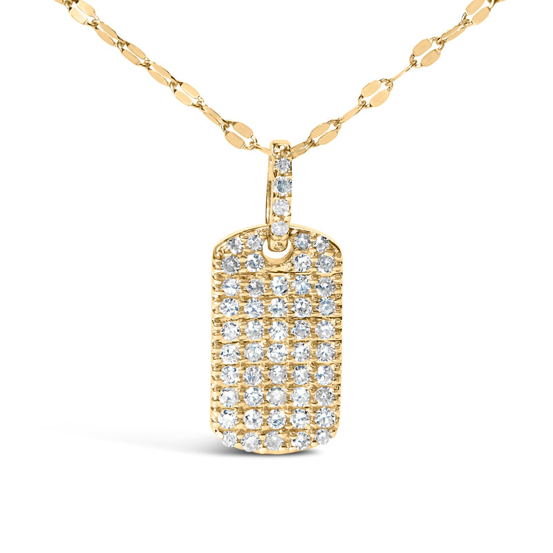 Bids.com 14K Yellow Gold 1/3 Cttw Diamond Dog Tag Pendant Necklaces 18" Necklaces White Smoke Yellow.Gold / 18