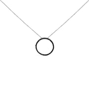 Bids.com .925 Sterling Silver 4.0 Cttw Black Diamond Open Hoop Circle 18" Pendant Necklace (Black Color, I2-I3 Clarity) Necklaces