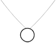 Bids.com .925 Sterling Silver 4.0 Cttw Black Diamond Open Hoop Circle 18" Pendant Necklace (Black Color, I2-I3 Clarity) Necklaces