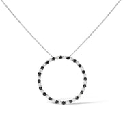 Bids.com .925 Sterling Silver 2.0 Cttw Alternating Black and White Diamond Open Hoop Circle Pendant Necklace (H-I Color, I2-I3 Clarity) - 18" Inches Necklaces