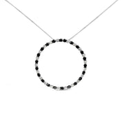 Bids.com .925 Sterling Silver 3.0 Cttw Alternating Black and White Diamond Open Hoop Circle Pendant Necklace (H-I Color, I3 Clarity) - 18" Inches Necklaces