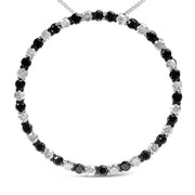 Bids.com .925 Sterling Silver 3.0 Cttw Alternating Black and White Diamond Open Hoop Circle Pendant Necklace (H-I Color, I3 Clarity) - 18" Inches Necklaces