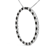 Bids.com .925 Sterling Silver 3.0 Cttw Alternating Black and White Diamond Open Hoop Circle Pendant Necklace (H-I Color, I3 Clarity) - 18" Inches Necklaces