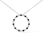 Bids.com .925 Sterling Silver 1 3/4 Cttw Alternating Black and White Diamond Open Circle Hoop Pendant Necklace (H-I Color, I2-I3 Clarity) - 18" Inches Necklaces