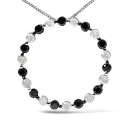 Bids.com .925 Sterling Silver 1 3/4 Cttw Alternating Black and White Diamond Open Circle Hoop Pendant Necklace (H-I Color, I2-I3 Clarity) - 18" Inches Necklaces