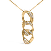 Bids.com 14K Yellow Gold Plated .925 Sterling Silver 1/6 Cttw Diamond Interlocking Triple Asymmetric Circle Hoop 18" Pendant Necklace (H-I Color, I1-I2 Clarity) Necklaces