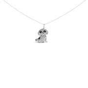 Bids.com .925 Sterling Silver 1 1/4 Cttw Diamond Shih Tzu Dog Pendant Necklace 18 inch (Black and I-J Color, I2-I3 Clarity) Necklaces