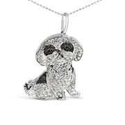 Bids.com .925 Sterling Silver 1 1/4 Cttw Diamond Shih Tzu Dog Pendant Necklace 18 inch (Black and I-J Color, I2-I3 Clarity) Necklaces