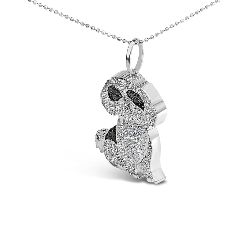 Bids.com .925 Sterling Silver 1 1/4 Cttw Diamond Shih Tzu Dog Pendant Necklace 18 inch (Black and I-J Color, I2-I3 Clarity) Necklaces