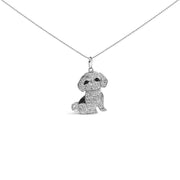 Bids.com .925 Sterling Silver 1/2 Cttw White and Black Diamond Shih Tzu Dog 18" Pendant Necklace (I-J Color, I2-I3 Clarity) Necklaces