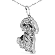 Bids.com .925 Sterling Silver 1/2 Cttw White and Black Diamond Shih Tzu Dog 18" Pendant Necklace (I-J Color, I2-I3 Clarity) Necklaces