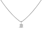Bids.com Sterling Silver 1/4 Cttw Princess Cut Diamond 4 Stone Pendant Necklace Necklaces