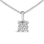 Bids.com Sterling Silver 1/4 Cttw Princess Cut Diamond 4 Stone Pendant Necklace Necklaces