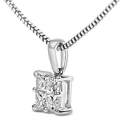 Bids.com Sterling Silver 1/4 Cttw Princess Cut Diamond 4 Stone Pendant Necklace Necklaces
