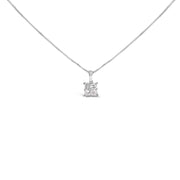 Bids.com Sterling Silver 1/2 Cttw Princess-Cut Diamond 4 Stone Pendant Necklace Necklaces White Smoke White.Sterling Silver / 18