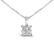 Bids.com Sterling Silver 1/2 Cttw Princess-Cut Diamond 4 Stone Pendant Necklace Necklaces White Smoke White.Sterling Silver / 18