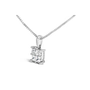 Bids.com Sterling Silver 1/2 Cttw Princess-Cut Diamond 4 Stone Pendant Necklace Necklaces White Smoke White.Sterling Silver / 18
