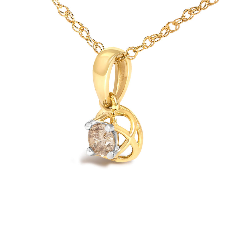 Bids.com 14K Yellow Gold Plated Silver 1/5 Cttw Diamond Openwork Pendant Necklace Necklaces