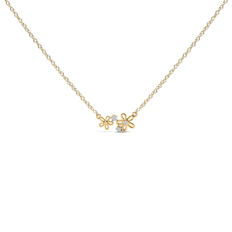 Bids.com 14K Yellow Gold Plated Sterling Silver Diamond Accent Floral Pendant Necklace Necklaces