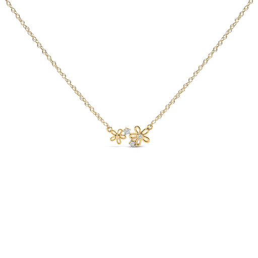 Bids.com 14K Yellow Gold Plated Sterling Silver Diamond Accent Floral Pendant Necklace Necklaces White Smoke Yellow.Sterling Silver / 18