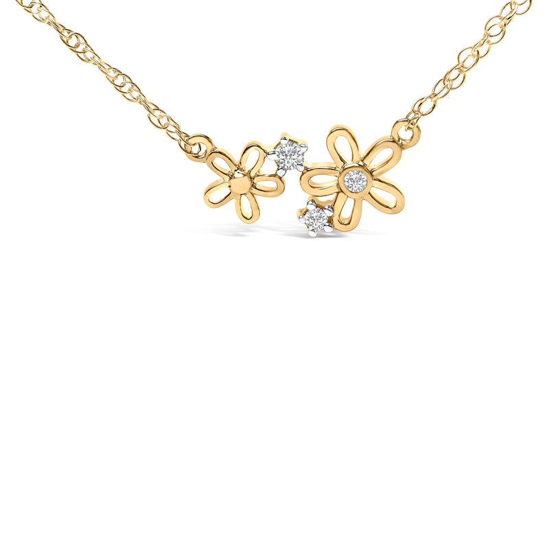 Bids.com 14K Yellow Gold Plated Sterling Silver Diamond Accent Floral Pendant Necklace Necklaces