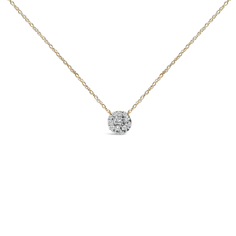 Bids.com 14K Yellow Gold Plated Sterling Silver 3/8 Cttw Diamond Cluster Pendant Necklace Necklaces